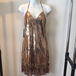 Marciano golden sand halter dress.